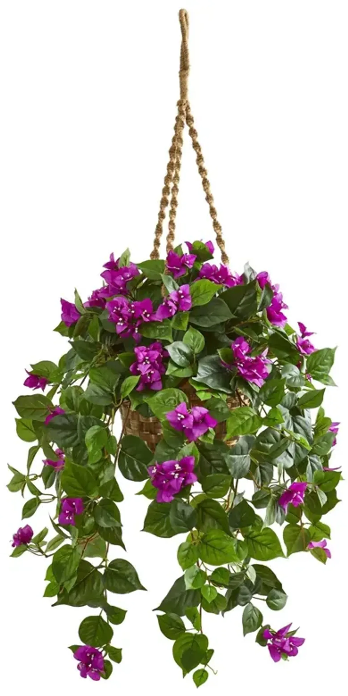 Nearly Natural 28-in Bougainvillea Artificial Plant in Hanging Basket
