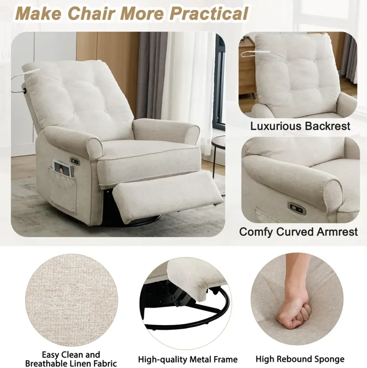 Merax 270 Degree Swivel Recliner Chairs