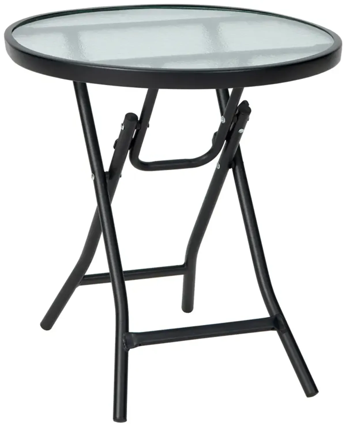 Patio Side Table with Tempered Glass Tabletop