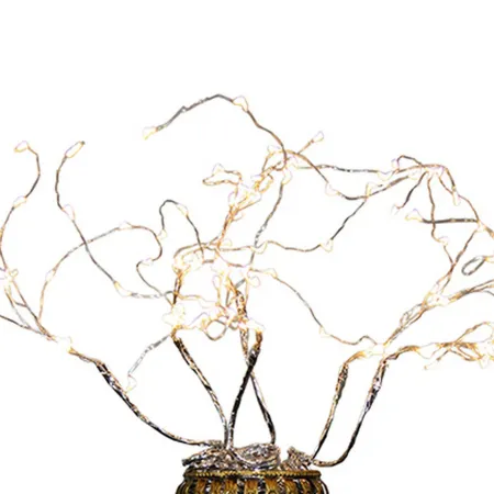 Tree Table Lamp with Aluminum Wire and Multiple LED, White - Benzara