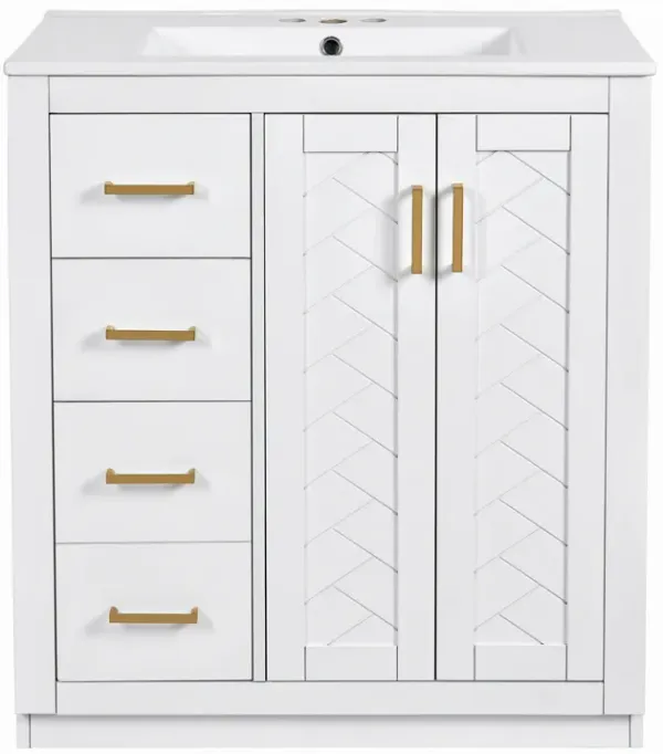 Merax Solid Wood Frame Freestanding Vanity for Bathroom