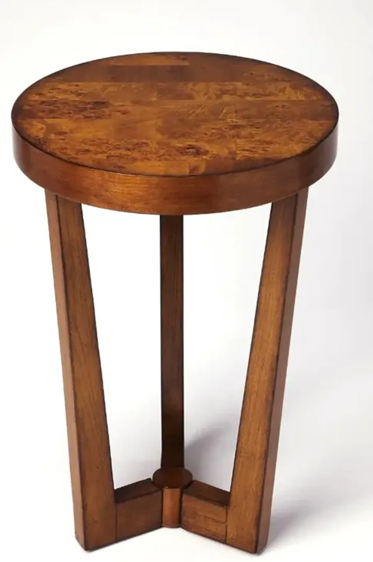 Hivvago 24" Medium Brown Burl Veneer Round End Table