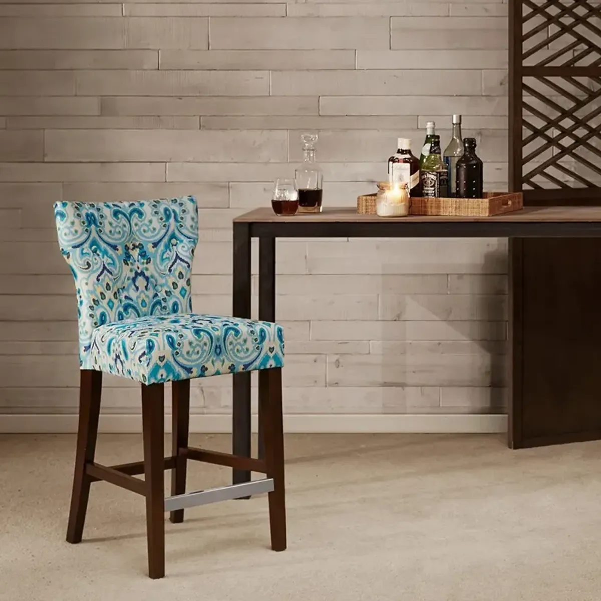 Gracie Mills Lelia Button Tufted Back Counter Stool