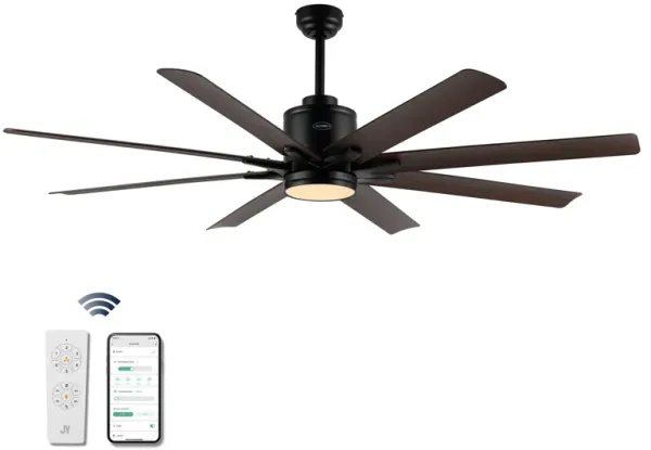 Octo Contemporary Industrial Iron/Plastic Ceiling Fan with Integrated LED Light