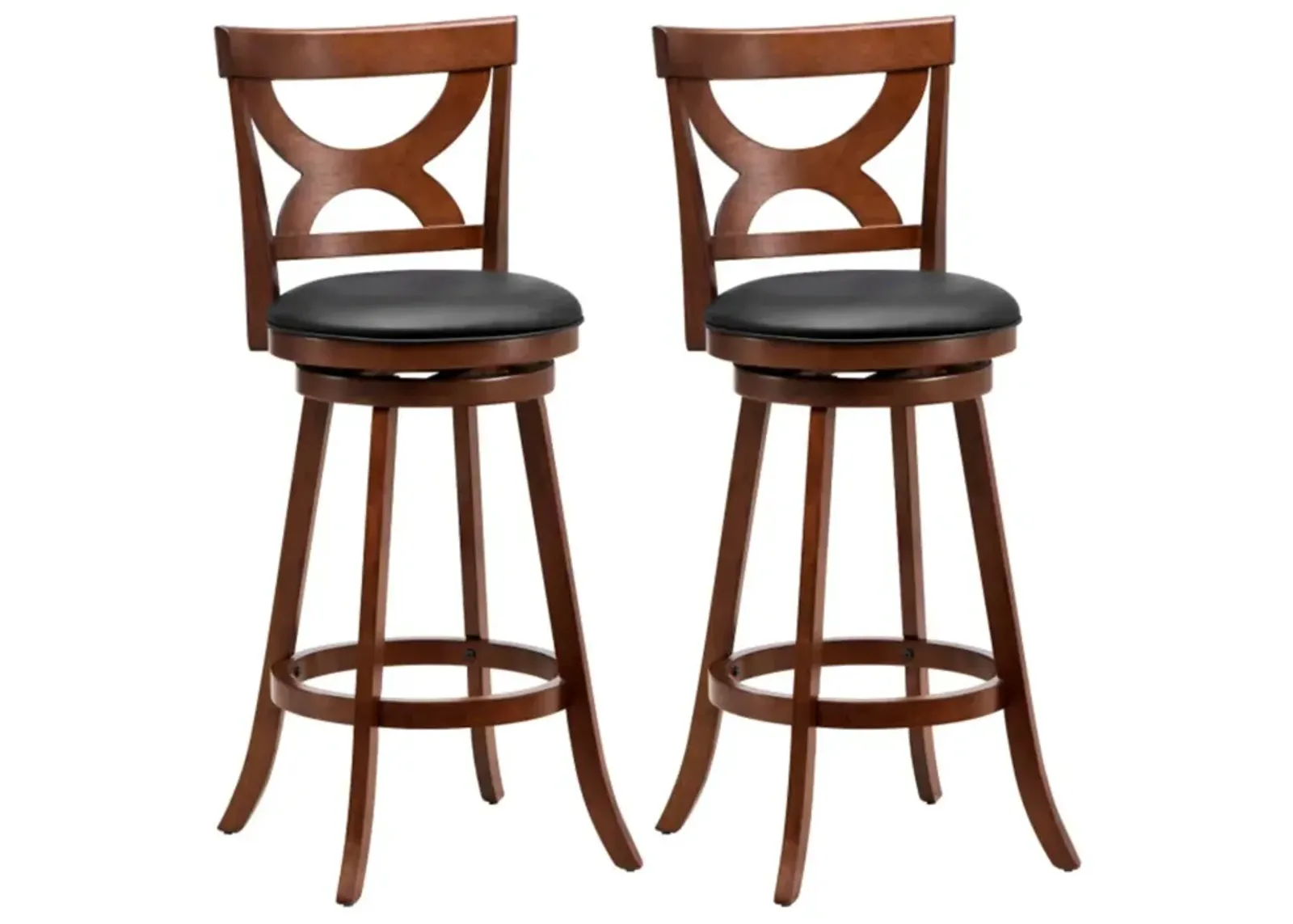 Hivvago Swivel Bar Stools Set of 2 with Soft Cushion and Elegant Hollow Backrest