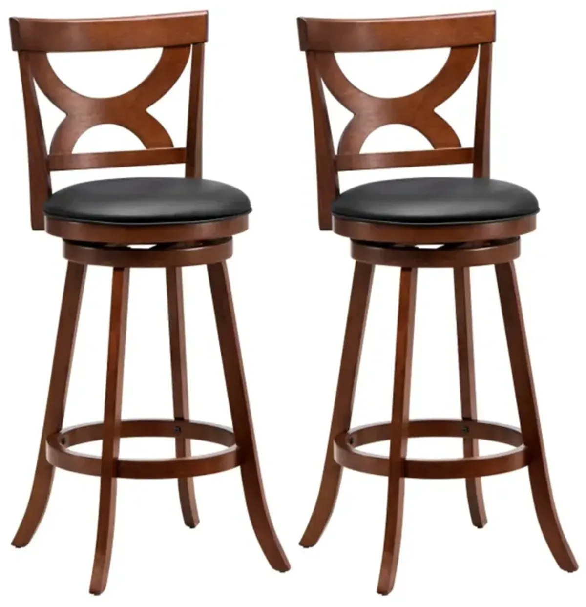 Hivvago Swivel Bar Stools Set of 2 with Soft Cushion and Elegant Hollow Backrest