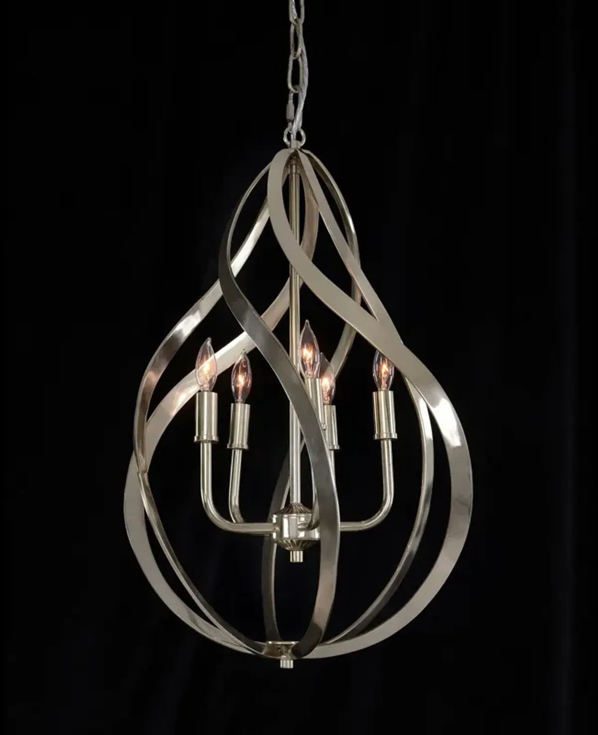 Ribbons Of Nickel Swirls Five-Light Pendant