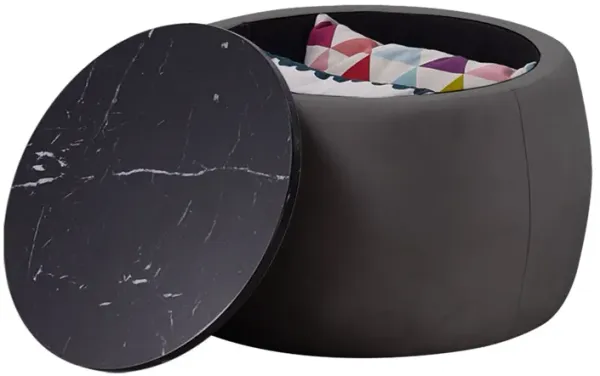 Round Ottoman Accent Side Coffee Table with Storage Reversible Lid Tray