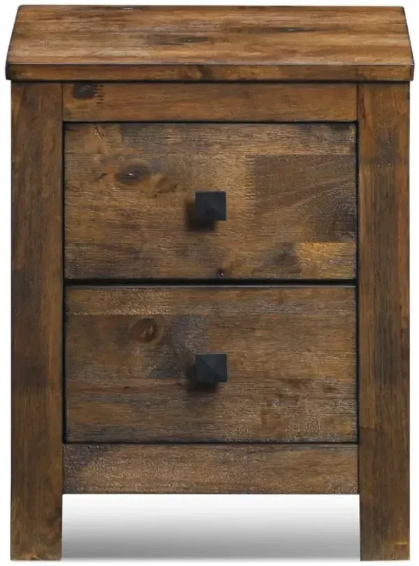 Hivago Wood 2 Storage Sliding Drawers End Nightstand - Natural