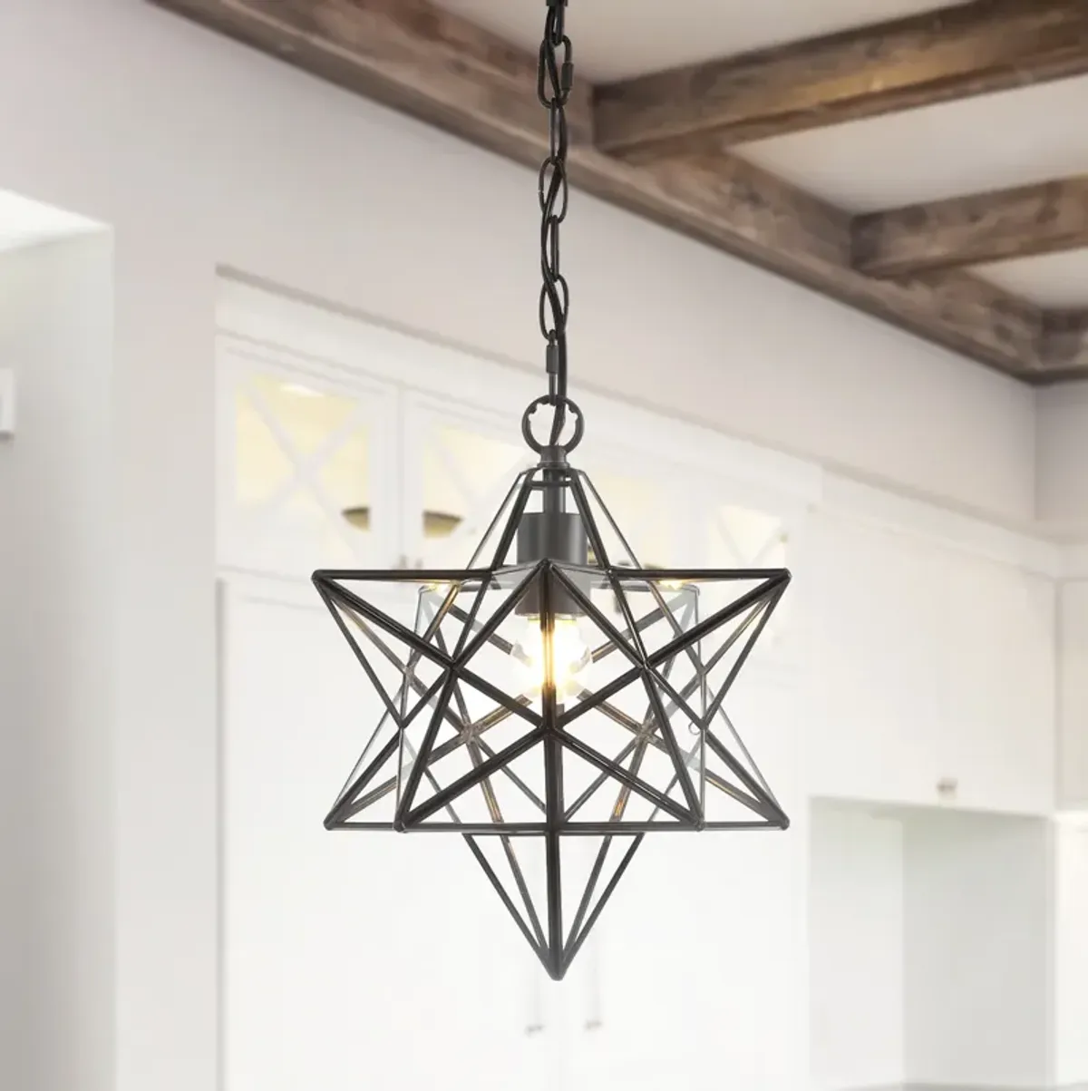 Stella Moravian Star Metal/Clear Glass LED Pendant