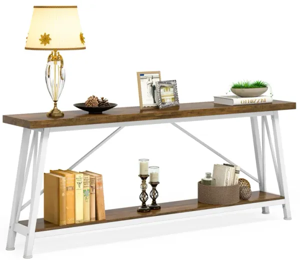 Extra Long Sofa Table Behind Couch, Wood Entry Console Table with Storage for Hallway, Entryway, Living Room, Ladder Racks, Storage and Organization