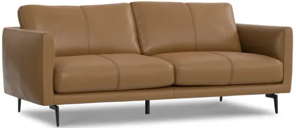 Stevens Modern, Mid - Century 81 inch Wide Sofa in Butternut Brown Genuine Leather