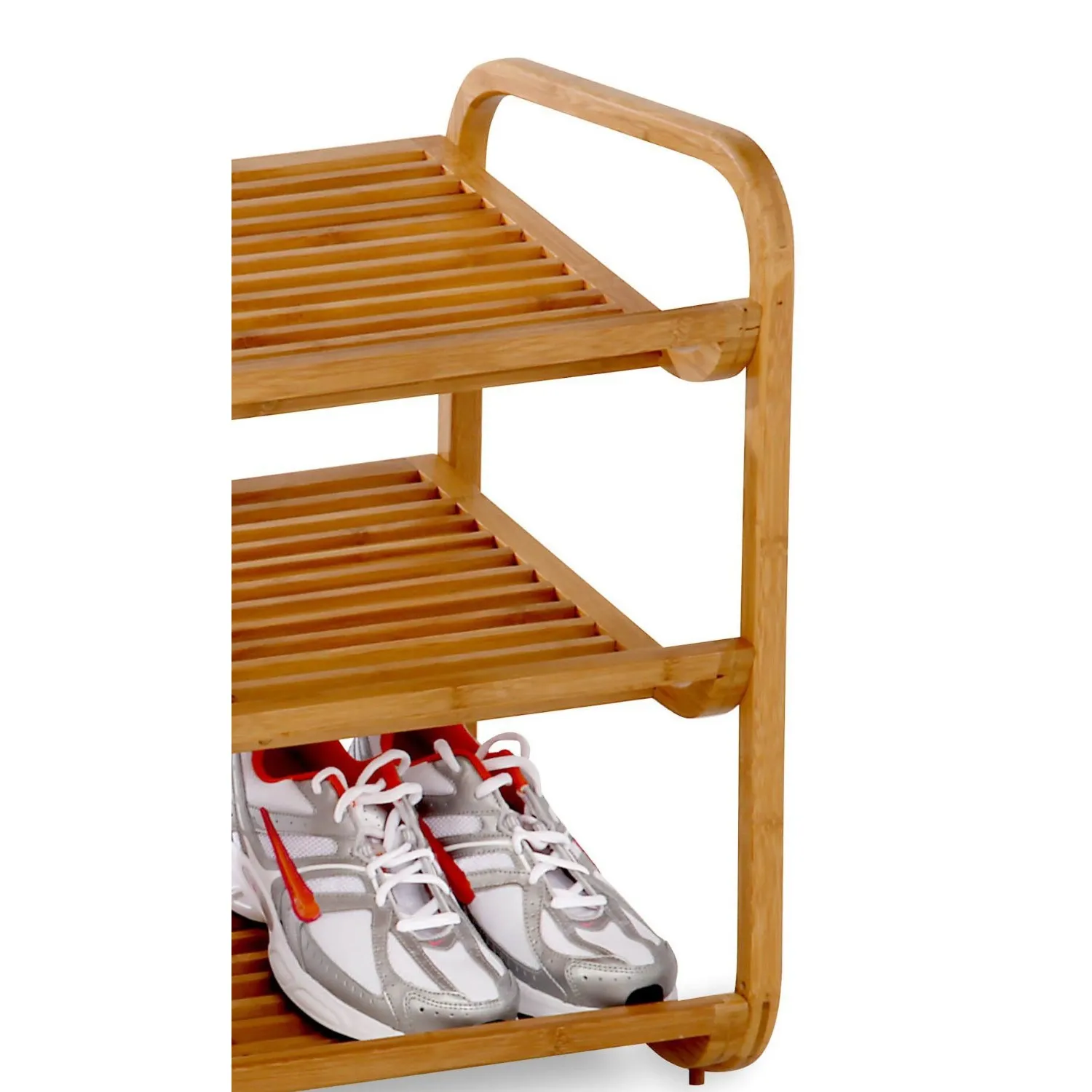 QuikFurn 3-Tier Bamboo Shoe Rack Shelf  - Holds 9-12 Pairs of Shoes