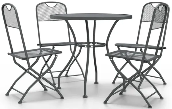 Yoko 5pc Outdoor Breakfast Dining Set, 4 Chairs, 1 Table, Dark Gray - Benzara