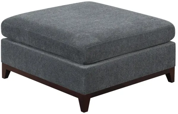 Streamdale Chenille Fabric Ottoman with Wooden Base