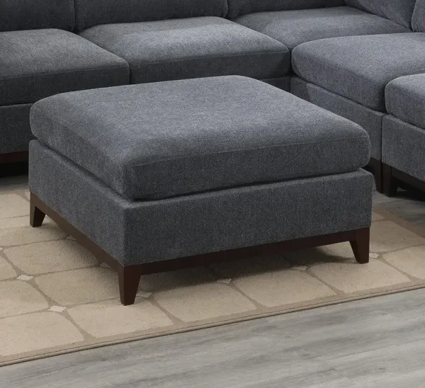 Streamdale Chenille Fabric Ottoman with Wooden Base