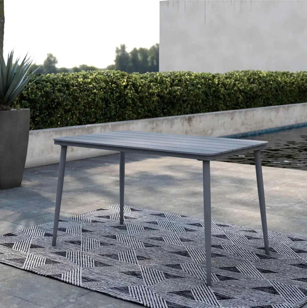 Novogratz Poolside Gossip, April 50" x 29" Rectangular Indoor/Outdoor Dining Table, Charcoal