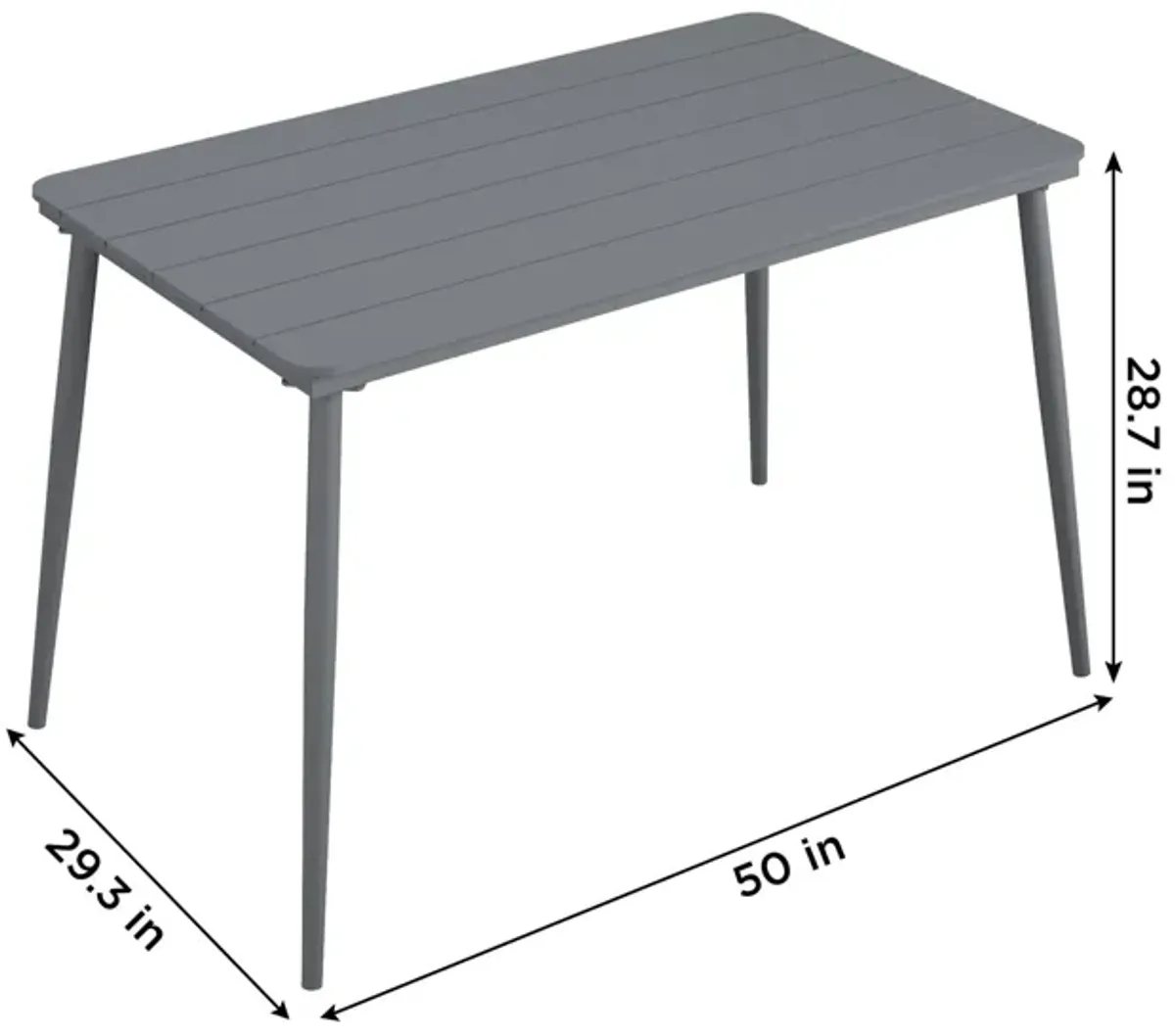 Novogratz Poolside Gossip, April 50" x 29" Rectangular Indoor/Outdoor Dining Table, Charcoal