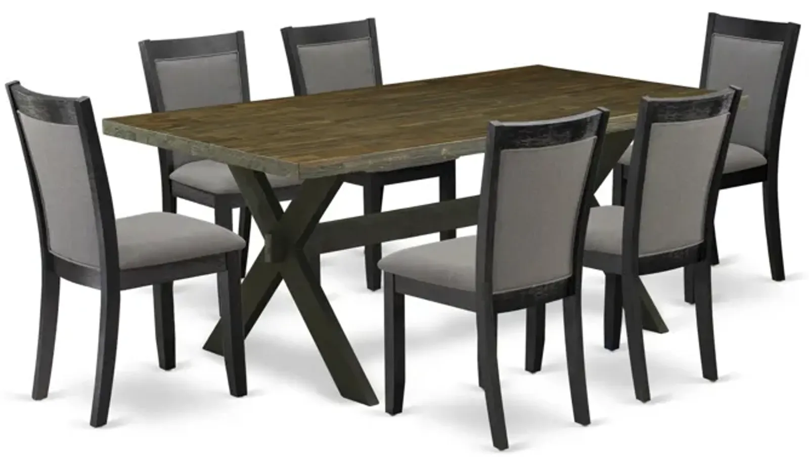 East West Furniture X677MZ650-7 7Pc Kitchen Set - Rectangular Table and 6 Parson Chairs - Multi-Color Color