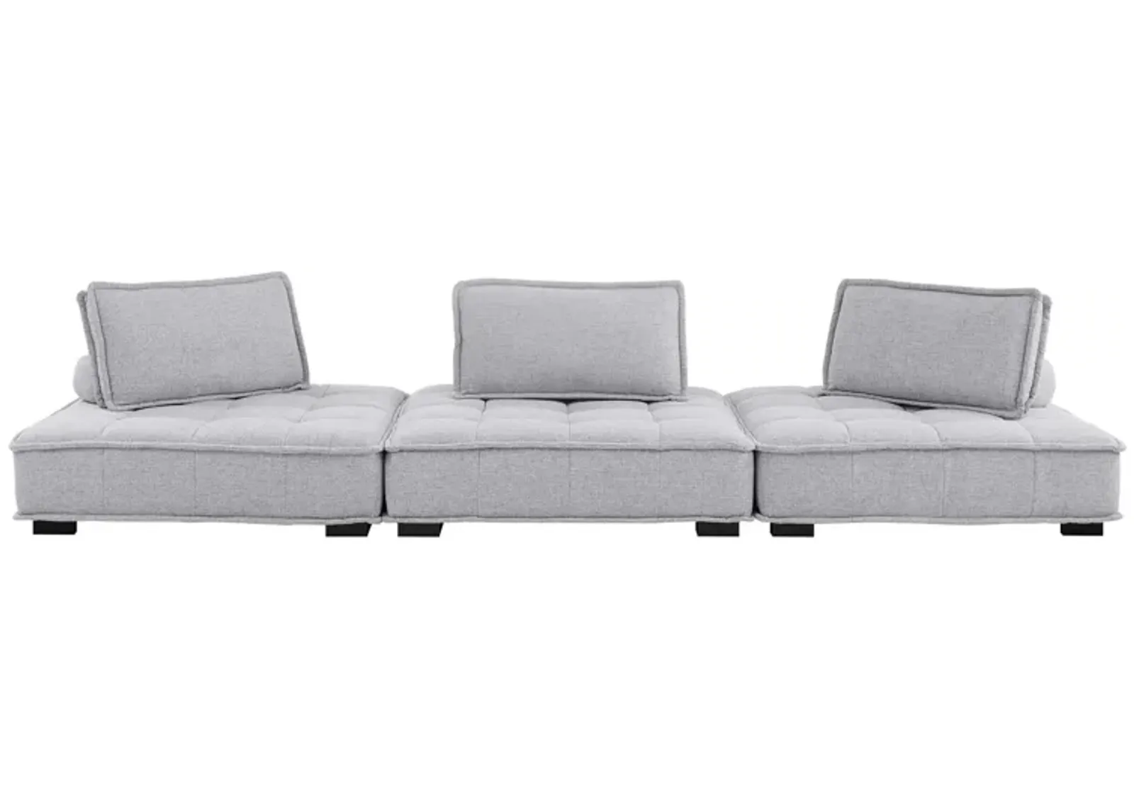 Saunter Tufted Fabric 3-Piece Sofa Gray