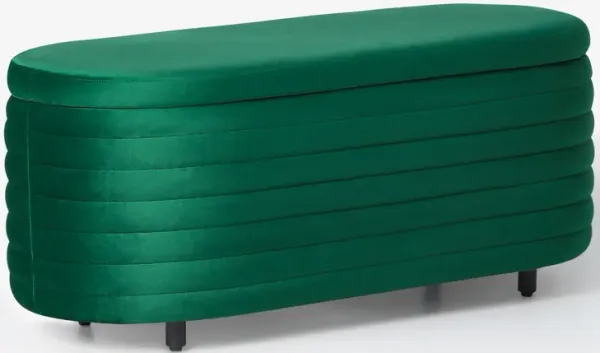 WestinTrends 42" Wide Mid-Century Modern Upholstered Velvet Tufted Oval Storage Ottoman Bench