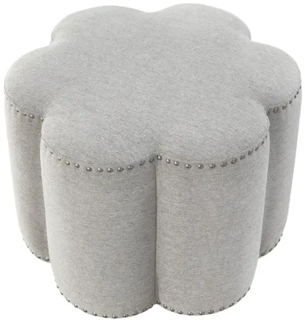 Hivvago 25" Grey 100% Linen Specialty Ottoman