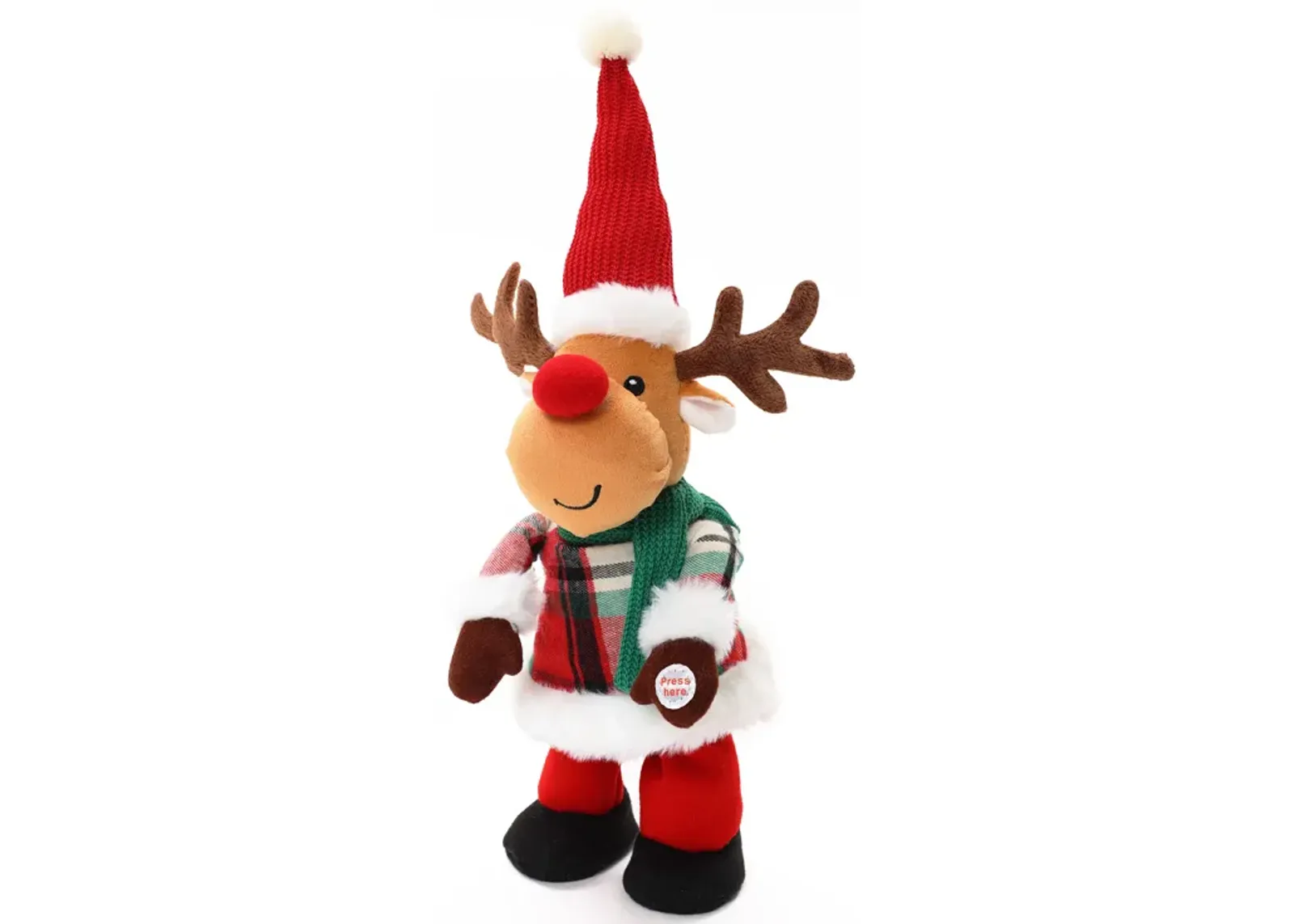 LuxenHome Animated Singing 16" Tall Moose Holiday Decoration, Battery Operated