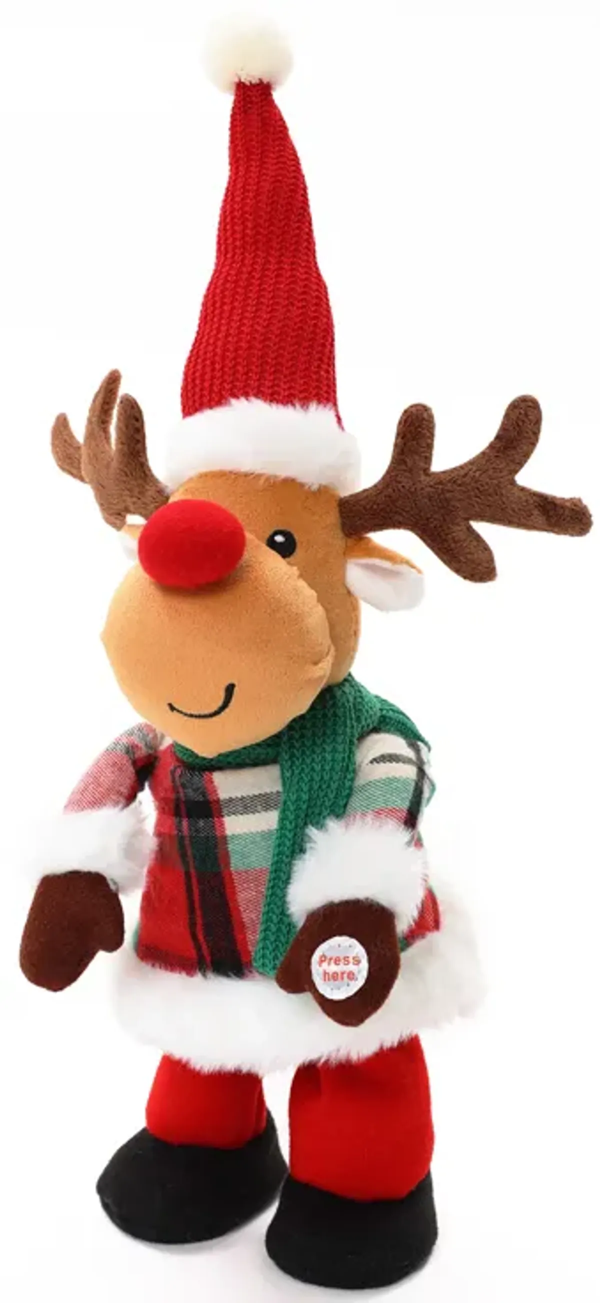 LuxenHome Animated Singing 16" Tall Moose Holiday Decoration, Battery Operated