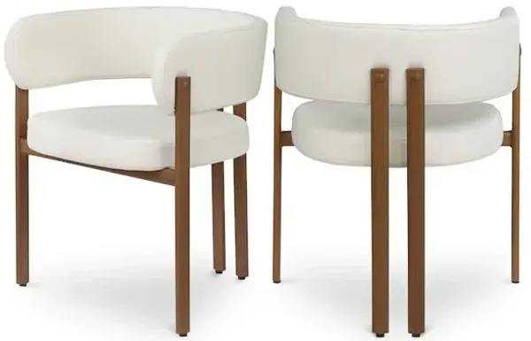 Meridian Furniture Gideon Cream Vegan Leather Dining Chair, Set of 2