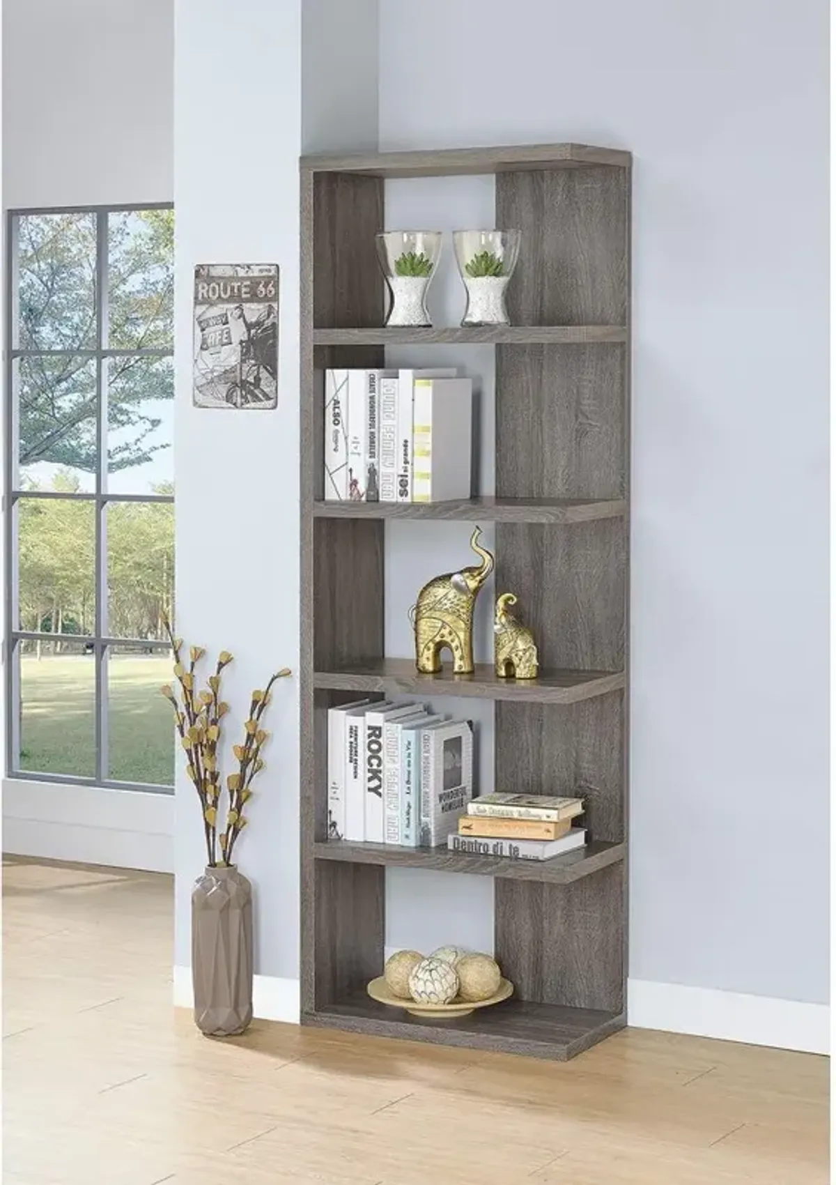 Harrison 5-tier Bookcase Weathered Grey