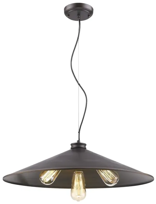 Hivvago Alcove 4-Light Oil-Rubbed Bronze Pendant With Raw Brass Interior Shade