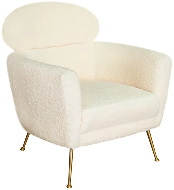 Pasargad Home Felice Modern Gold Finish Accent Chair, Cream