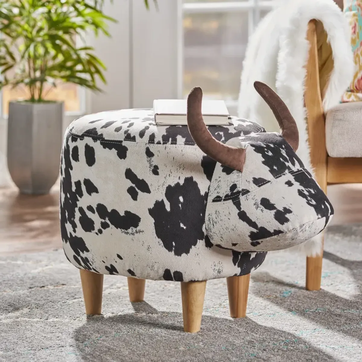 Adorable Cow Ottoman Soft, Stable, Versatile, Whimsical