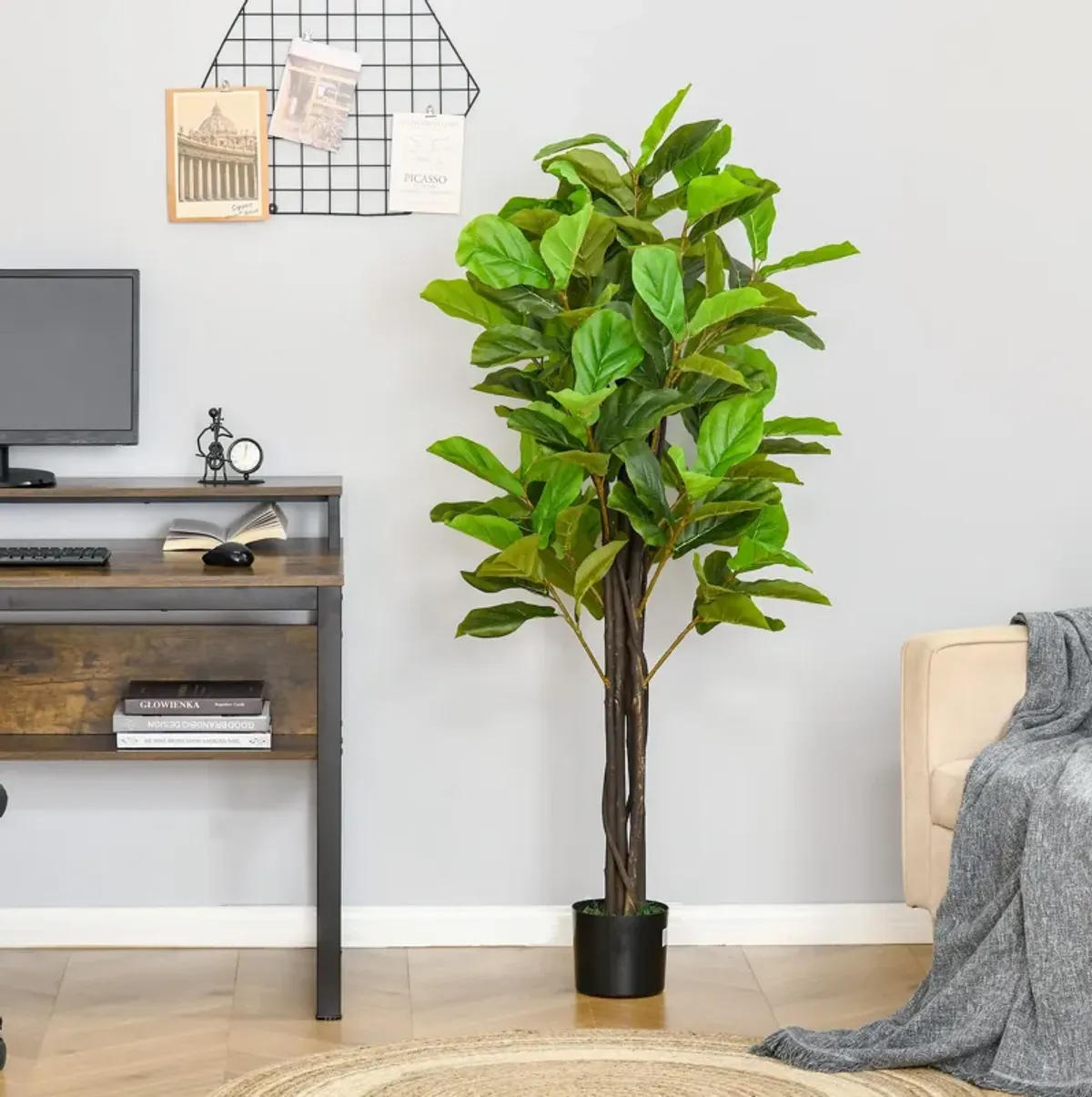 Faux Fiddle Leaf: 5ft Artificial Fig Tree for Indoor/Outdoor Decor