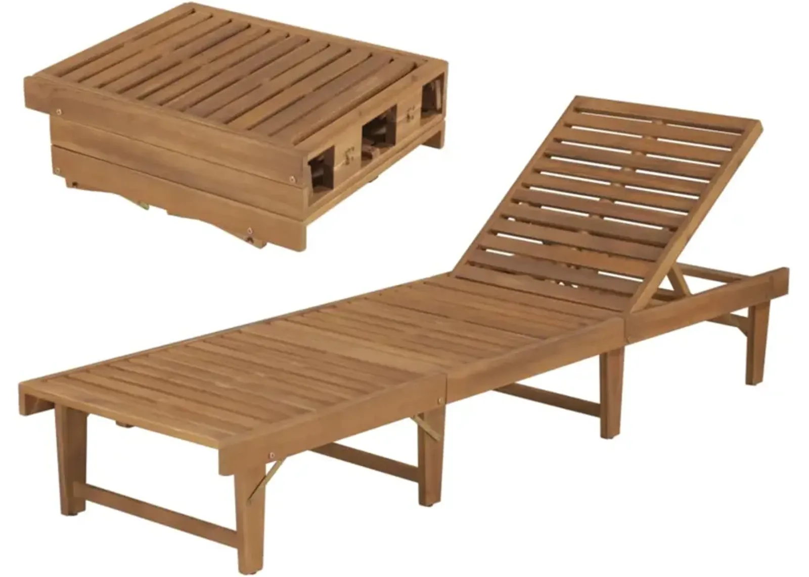 vidaXL Folding Sun Lounger Solid Acacia Wood