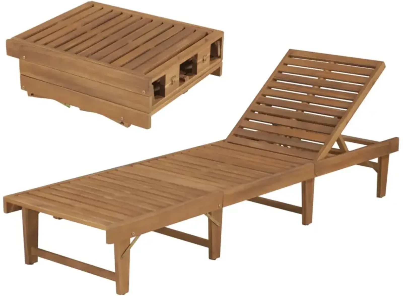 vidaXL Folding Sun Lounger Solid Acacia Wood