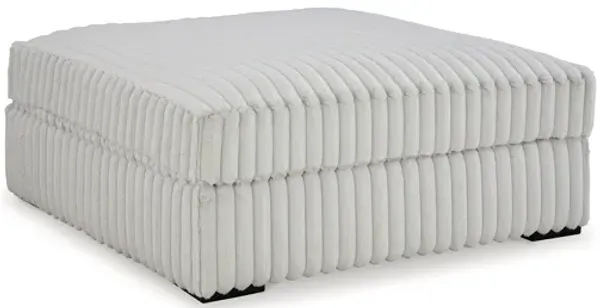 Peno Accent Ottoman, 51 Inch Square, Light Gray Jumbo Cord Polyester - Benzara