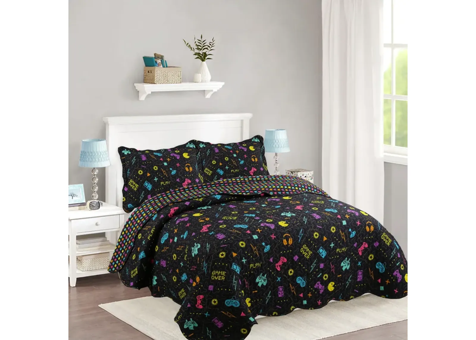 MarCielo Kids Quilt Set Bedspread Coverlet Set.