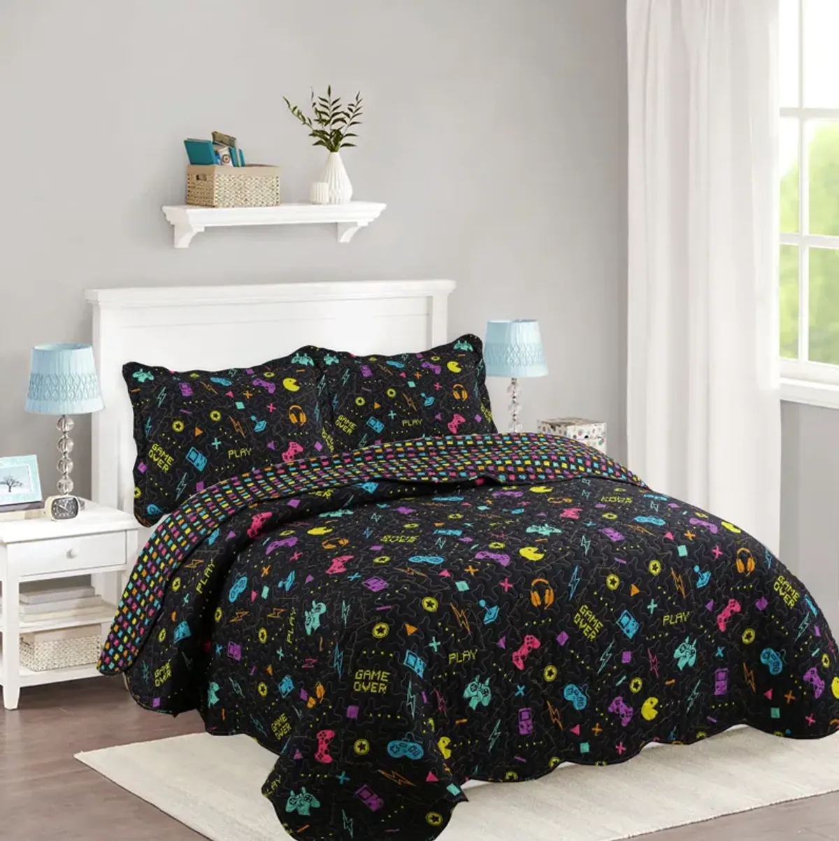 MarCielo Kids Quilt Set Bedspread Coverlet Set.