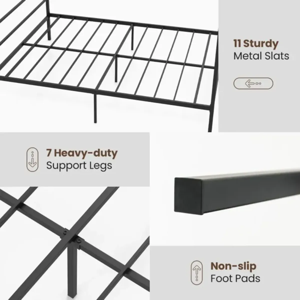 Hivvago Twin/Full/Queen Size Metal Canopy Bed Frame with Slat Support