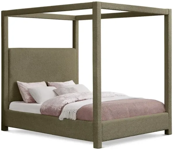 Meridian Furniture Eden Olive Boucle Fabric Queen Bed
