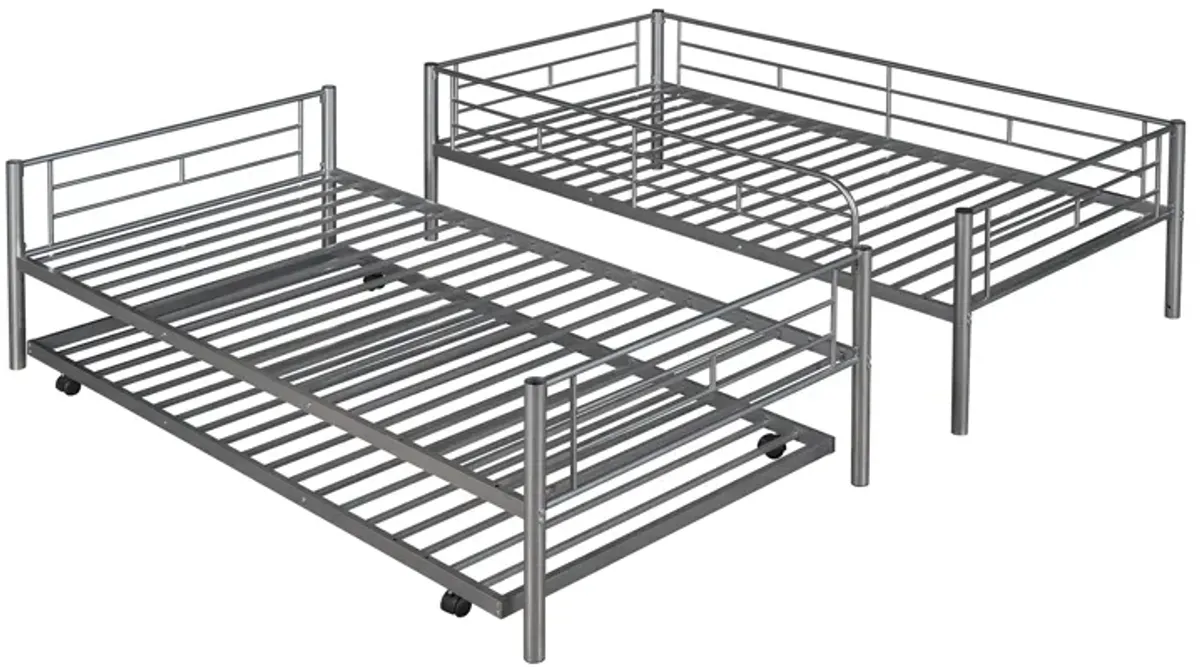 Merax Twin-Over-Twin Metal Bunk Bed With Trundle