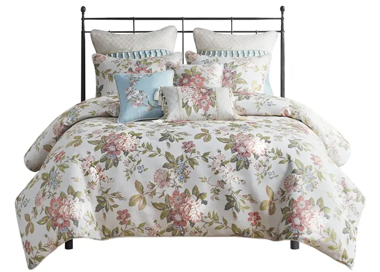 Gracie Mills Washington 8-Piece Floral Jacquard Comforter Set