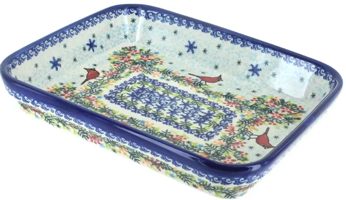 Blue Rose Polish Pottery Noel Nights Medium Rectangular Baker