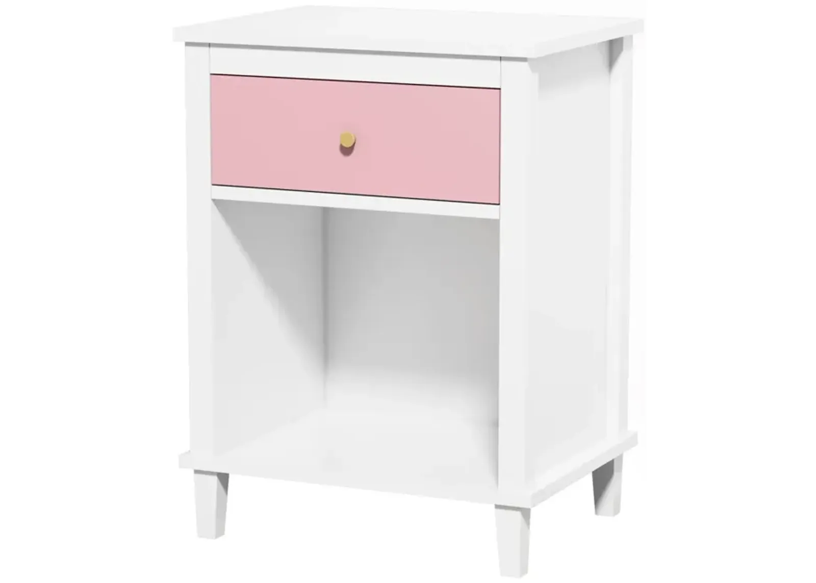 Wooden Nightstand With One Drawer One Shelf For Kids, Adults