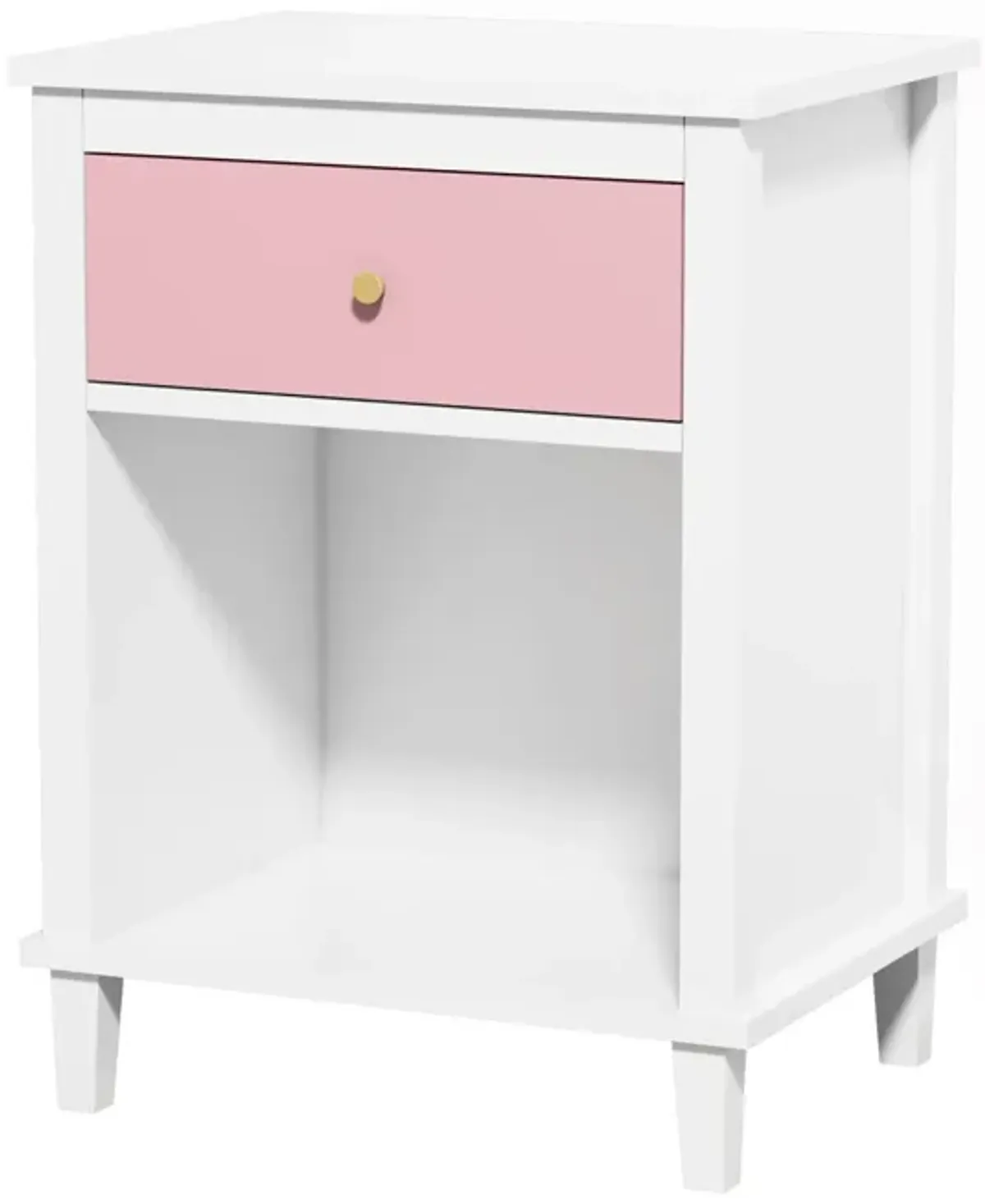 Wooden Nightstand With One Drawer One Shelf For Kids, Adults