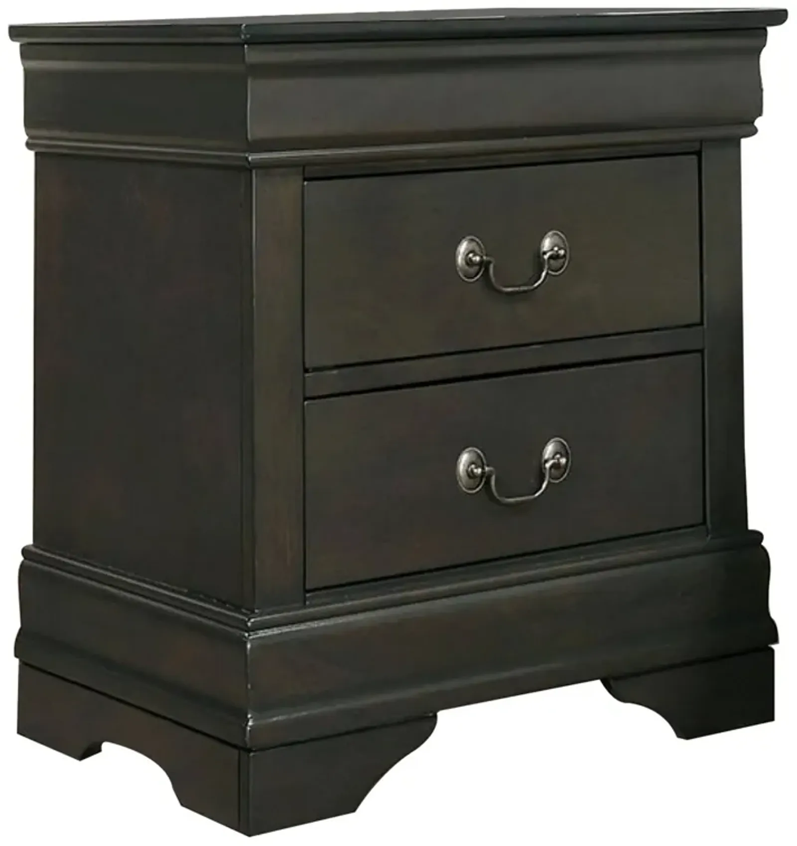 Ryla 24 Inch Nightstand, 2 Drawers, Solid Wood, Metal Drop Handles, Gray-Benzara