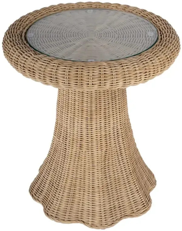 Butler Specialty Flora Rattan Scalloped End table, Light Brown