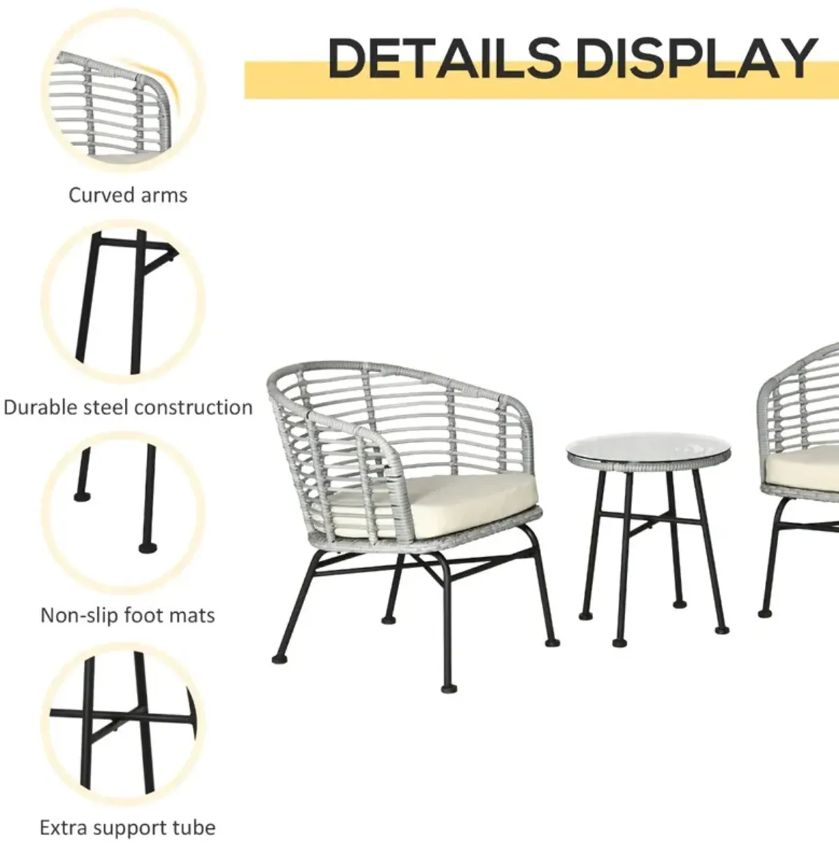 Green Outdoor Chat Set: 3-Piece PE Rattan Bistro Furniture