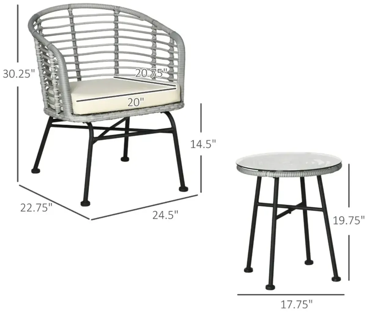 Green Outdoor Chat Set: 3-Piece PE Rattan Bistro Furniture